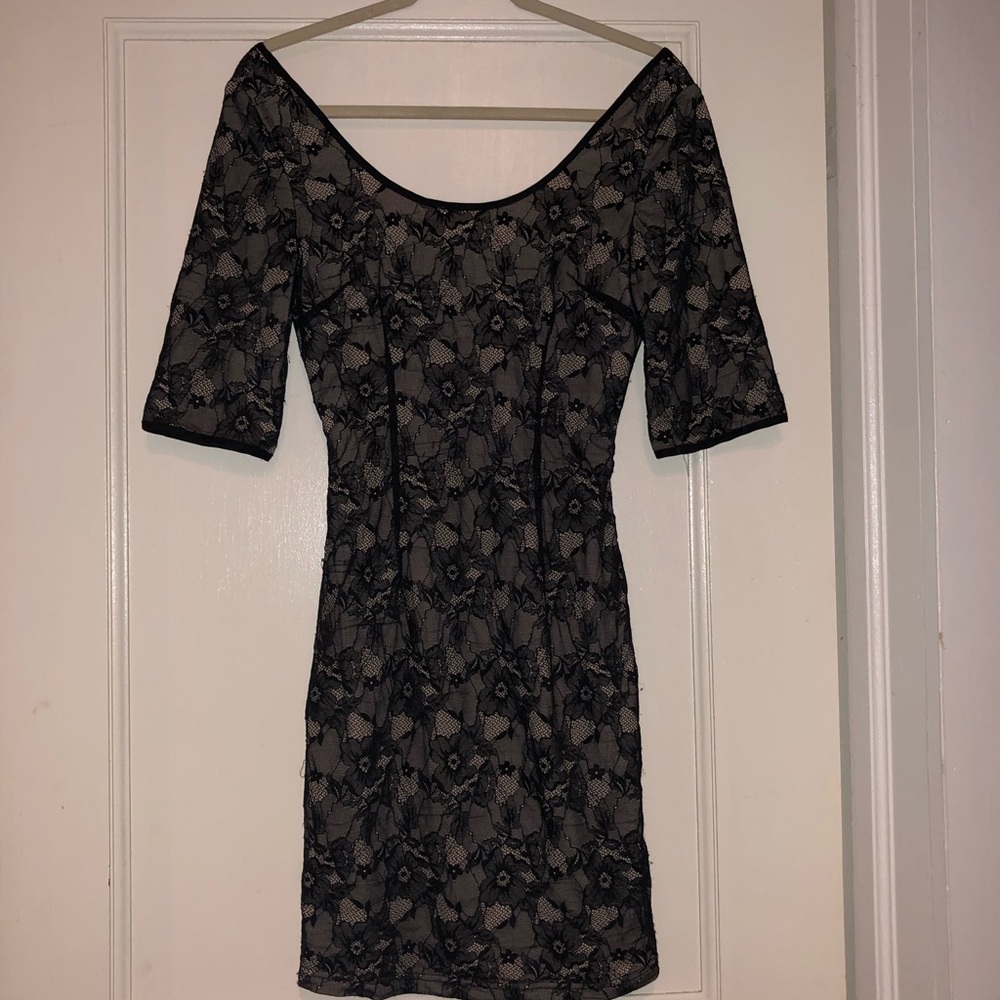 Black and nude lace dress